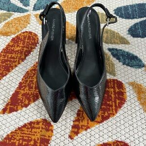 Marc Fisher Textured Black Slingback Heels